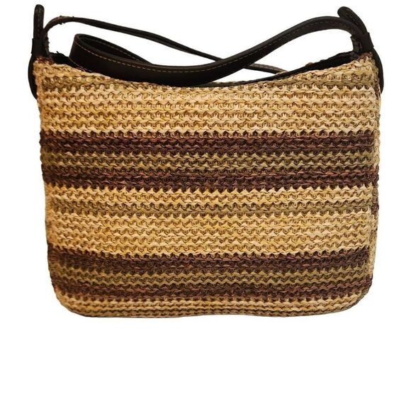 Charter Club Handbags - Charter Club Classics Women's Tan Snap Closure Striped Crossbody Bag